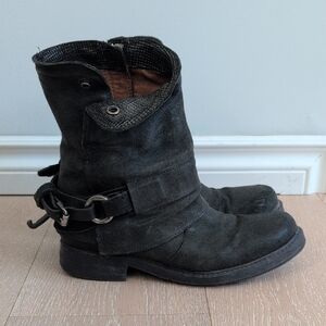 Black Ankle Boots with Buckle Detail